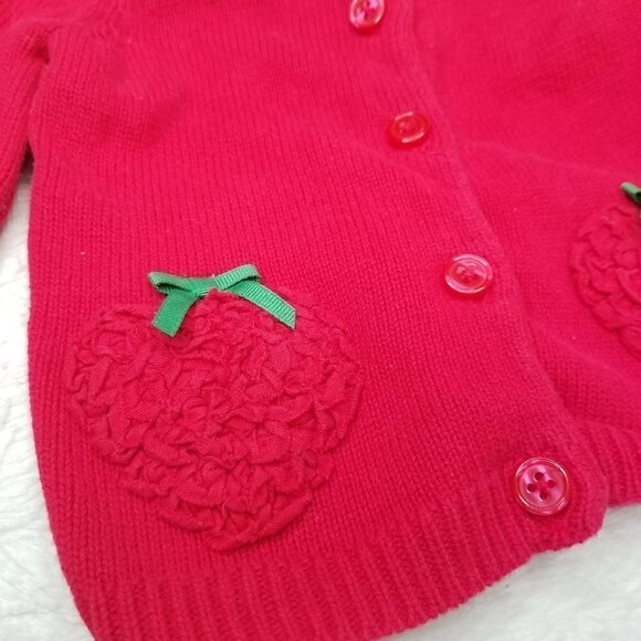 4/$25 Crazy 8 Red Strawberry Knitted Cardigan - Picture 3 of 4